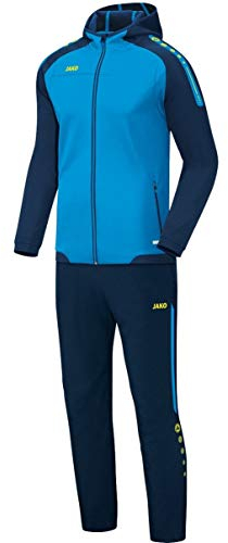 JAKO Damen Präsentationsanzug Champ mit Kapuze, JAKO blau/marine/neongelb, 34, M9617