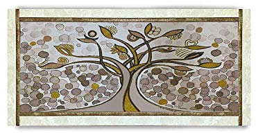 ARTEMA Quadro Ariel Ecopelle Crema Albero della Vita 26 Canvas+Glitter Oro Rame 132x62