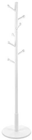 VASAGLE Perchero, Madera Maciza, en Forma de Árbol, 8 Ganchos para Chaquetas, Sombreros, para Pasillo, Ganchos y Barra de Soporte de Madera de Caucho, Blanco Nube RCR07WT
