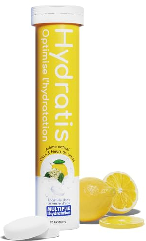 HYDRATIS - Pastilles Hydratation Electrolytes - Citron/Fleur de Sureau - Améliore l'Hydratation et Favorise l'Énergie - Formule Isotonique - Sport, Récupération, Bien-être - 1 tube (20 Pastilles)