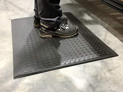 SOFT STEP Ergo | Anti-Ermüdungsmatte | PROFI Komfort Arbeitsplatzmatte Rautenmuster | 100% Vinylschaum | 13mm hoch (60cm x 180cm, schwarz)