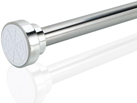 Intirilife Teleskopstange in SILBER 150-283 cm- Ausziehbare Stange, Edelstahl, verstellbar, rutschfest, vielseitig einsetzbar ohne Bohren und Schrauben- Klemmstange Duschvorhangstange Gardinenstange