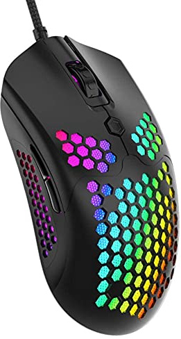 VBESTLIFE Mouse da Gioco cablato Mouse da Gioco per PC Mouse per Computer Nero con Mouse da Gioco retroilluminato RGB Interfaccia USB Desktop Portatile cablato E-Sports Hollowing Mouse 16000 dpi