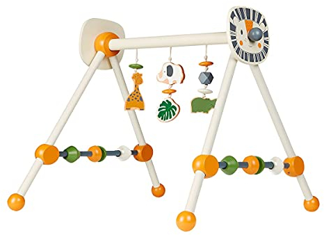solini Spieltrapez Safari, Spielbogen für Babys, bunte Tiere, Ringe u. Kugeln, aus Holz, Babyspielzeug