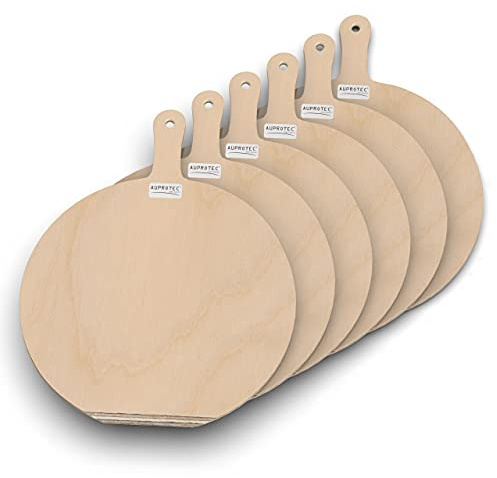 AUPROTEC Pala per pizza in legno di betulla levigato, modello Hendrik: set da 6 pezzi, misura S Ø 26 cm