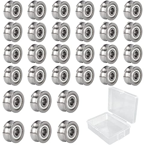 Gzhaimai 30 Stk Kugellager U624ZZ /4 × 13 × 7mm mit Kiste, Stahl U-Nut Doppel Schild, für Führungsrolle Schiene Track Liner Motion System