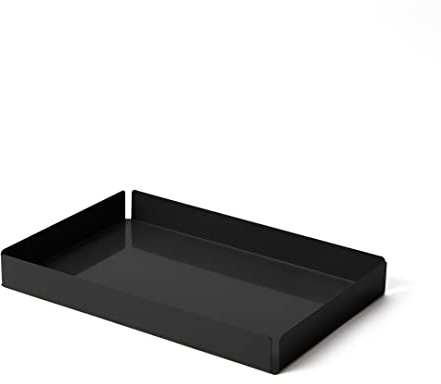 ilo - Bandeja Decorativa Rectangular de Metal Pintado Negro cm 35,8 x 24 H.4 - Organizador de Escritorio para el Hogar y la Oficina - Centro de Mesa Moderno - Bandeja de Diseño - Made in Italy