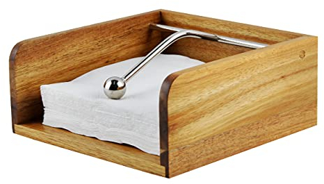 Eitida Porte-Serviettes en Bois Rustique, avec Barre Centrale en Acier Inoxydable avec Poids Mental, pour Tables de Cuisine, Pique-Nique, Restaurants, Bars, Décoration Vintage Marron Foncé