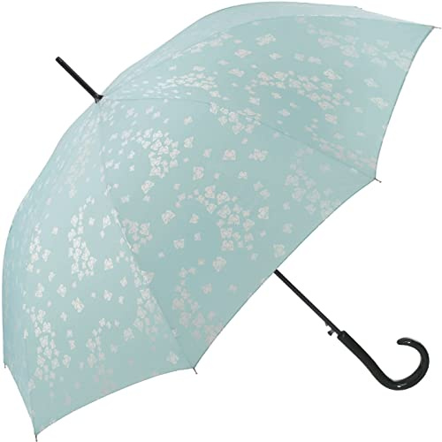 Pierre Cardin Damen Regenschirm Stockschirm mit Automatik Papillion aquifer irisierende Schmetterlinge