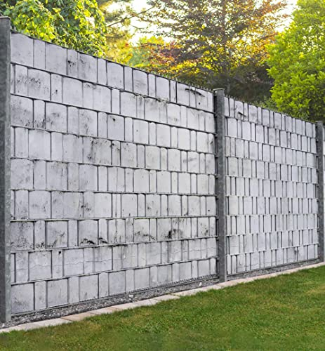 MyMaxxi Infinity Zaunsichtschutz - verwaschene helle Betonwand - Sichtschutzstreifen für Doppelstabmattenzaun - Windschutz Sonnenschutz Blickdicht - Sichtschutz Garten Teil1-250x180cm