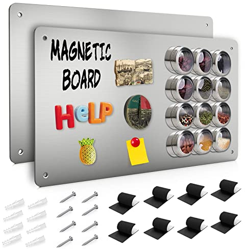Raweao Tableau Magnétique Métallique 30x43.5x0.08cm - Ultra Mince en Acier Inoxydable Sans Cadre (2-Pack)