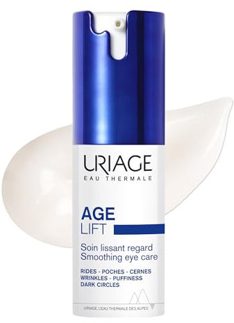 Uriage Age Lift Crème Contour des Yeux Anti-Rides, Poches, Cernes au Rétinol & Acide Hyaluronique - 3x moins de Rides - 3x plus de Fermeté - Sans Parfum - Testée sous Contrôle Ophtalmologique - 15ml