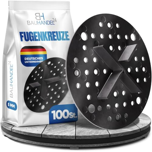Bauhandel24 Fugenkreuze 5mm für Terrassenplatten Plattenlager Auflage Pads mit Teller Außenbereich Kiesbettlager Splittbettlager Schwarz