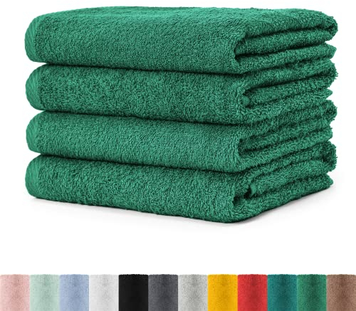 BaSaTex - Set di asciugamani per la casa e gli ospiti, confezione da 4 asciugamani in spugna con passante in morbido cotone 50 x 100 cm – Asciugamani per bagno certificato Öko-Tex Standard 100 –
