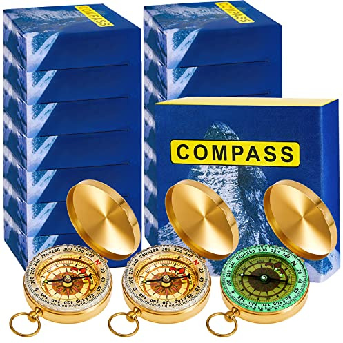 Dunzy 24 Pcs Camping Survival Compass Glow in the Dark Metal Pocket Compass for Hiking Military Navigation Tool for Hiking Hunting Climbing Camping Party Favor Supplies