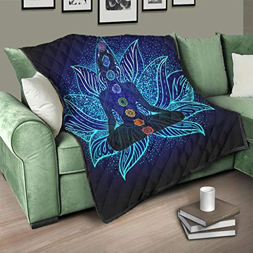 IUBBKI Colcha para yoga, chakras, manta impresa, color blanco, 130 x 150 cm