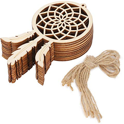 Holz-DIY-Traumfänger-Set, 20 Stück, Innovativer Holz-Traumfänger, Ornament-Anhänger, Kunsthandwerk, Heimdekoration