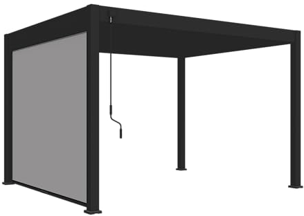 Weide Pavillon Sonnenrollo Ausziehbare Senkrechtmarkise außen für Pergola Sichtschutz Rollo 255cm hoch aus Aluminium, Texti stabil Winterfest UV-Schutz (3,0 Meter, Anthrazit) für Alu-Pavillon Weide
