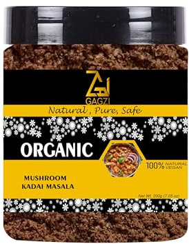 GAGZI All Natural Organic Spices Mushroom Kadai Masala 100 Gram | Vegan, Gluten Free, Plant Based (Packing May Be Vary) Pack Of 1