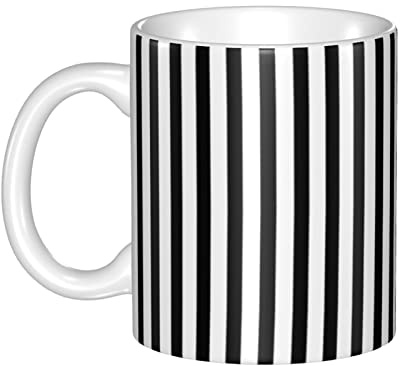 RFSHOP Taza de cerámica, taza de café a rayas blancas y negras, divertida taza de té de cerámica para oficina en casa - 330 ml