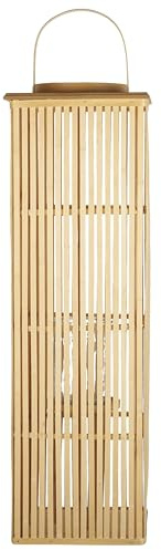Laterne Bambusholz Hellbraun 88 cm mit Tragegriff Boho modern rustikal Balabac