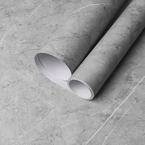 Hode Marble Sticky Back Plastic Roll Vinyl Wrap Self Adhesive Wallpaper | 90x500cm Grey Marble Kitchen Worktop Vinyl Covering Peel Stick on Wall Paper Cupboards Bathroom Furniture Contact Paper PVC