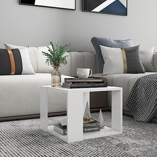 Hommdiy Couchtisch Beistelltisch Wohnzimmertisch Kaffeetisch Sofatisch Teetisch Tisch Wohnzimmer 40x40x30cm (Weiß)