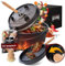 GUSSKÖNIG Dutch Oven Set - Eingebrannter Dutch Oven 12 Liter - Feuertopf Gusseisen mit Füßen - Schmortopf Doppelfunktion - inkl. 2in1 Deckelheber, Bürste & DutchOven Rezeptbuch [für 8-10 Personen]