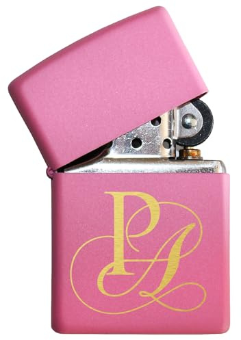 Frauen Feuerzeug Zippo mit Gravur, pink | Sturmfeuerzeug mit Initialen & Namen | Pinkes Zippo personalisiert. Rosa Feuerzeug mit Gravur