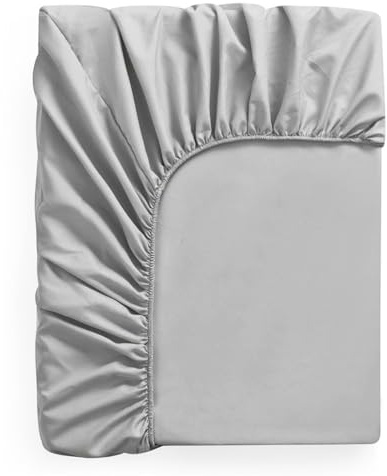 Super Mundo - Sábana Bajera 105 x 190/200 cm Ajustable Algodón Transpirable Absorbent, Gris Claro (Cama 105)