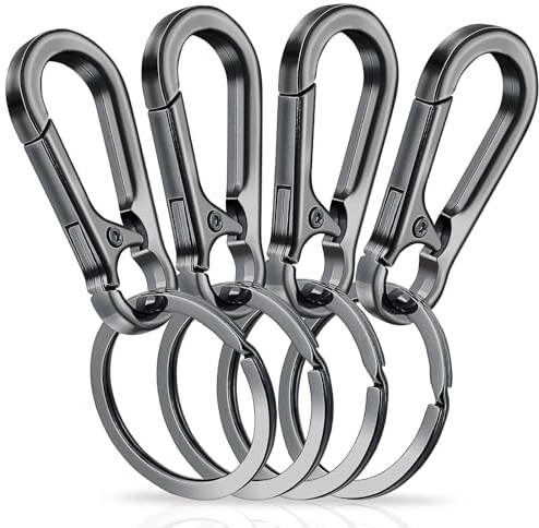 GEEHUA 4 llaveros de metal resistente, mosquetón de aleación de zinc con llavero, clips de liberación rápida, organizador de llavero de acero inoxidable, buscador de llaves de coche, clip para llaves