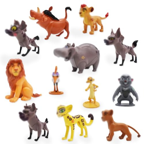 SWZY 12pcs Lion K-ing Figures Set, Mini Lion Set, Cartoon Character Cake Decoration, for Kids Birthday Decor Ornaments Party Supplies, Birthday Gift for Kids