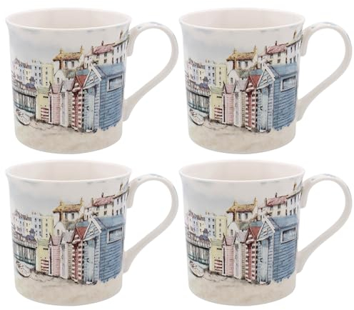 Lesser & Pavey Sandy Bay Mugs Set of 4 | Ceramic Coffee Mugs Set for Home or Work | Premium Design Mugs Set for All Occasions | Lovely Mugs for Tea, Coffee & Hot Drinks - Macneil Studios