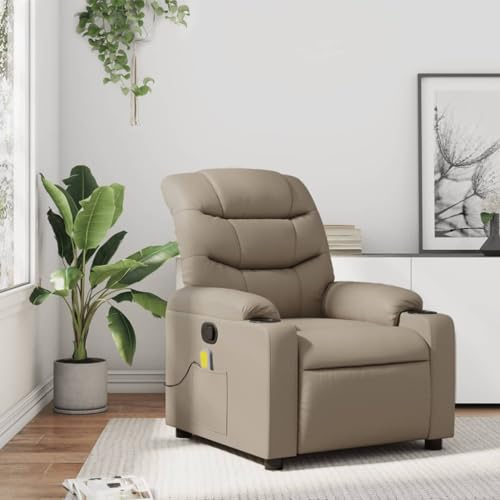Homgoday Massagesessel Relaxsessel Fernsehsessel Ruhesessel mit Liegefunktion Liegesessel Polstersessel Verstellbare Rückenlehne TV Sessel für Wohnzimmer, Cappuccino-Braun Kunstleder