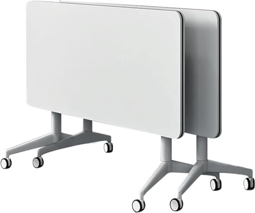 SnamicE Klappbarer Konferenztisch, moderner, weißer, mobiler Schulungstisch mit 4 Rollen für Büro- und Besprechungsräume (weiß, 120 x 59,4 x 75,6 cm)