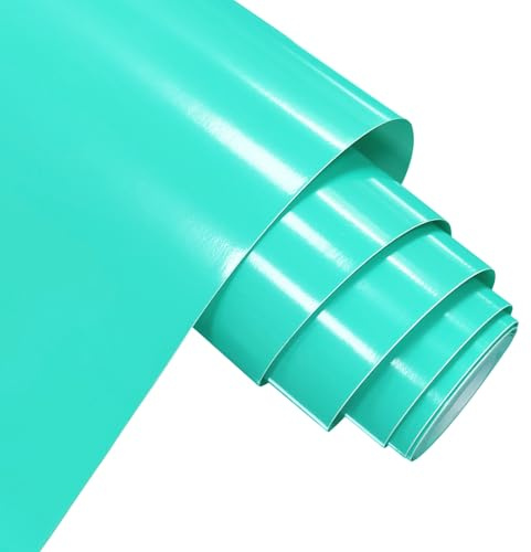 FORBELL Vinylfolie Plotter, 30,5 cm x 5 m Selbstklebende Plotterfolie Vinyl, Permanentes Vinylfolie (Glänzend Türkis, 30,5cm × 5m)