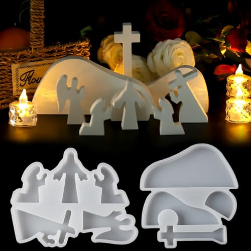 EPODA Krippenfiguren Silikonformen Weihnachten 2er Set, Gießformen für Gips, Wachs & Harz zur Schnellen Herstellung von Weihnachtsdekoration und DIY Geschenken
