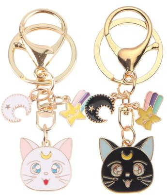 Sailor Moon Schlüsselanhänger - Niedliche Cartoon Magie Katze Anime Figur Souvenir Schlüsselringe für Tasche Handy Teenager Mädchen Katzenliebhaber