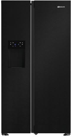 Bauknecht SBS IW E90 Black Side by Side Kühl-Gefrierkombination/ 25 Jahre nachgewiesene Zuverlassigkeit und Lebensdauer-Inverter Kompressor/Wasser- und Eiswürfelspender/Dual Cool Total NoFrost