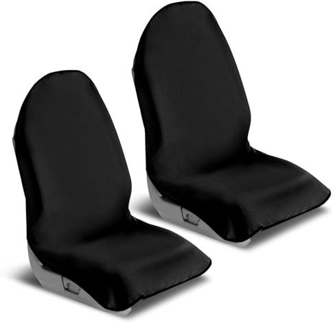 WODHMIEY 2er Autositzbezug Wasserdicht Schweißresistent– Universal Schonbezug für Vordersitze – rutschfest, Weiches Handtuchmaterial, Schmutzabweisend, Leicht Anzubringen, Faltbar, Schwarz 140×75 cm