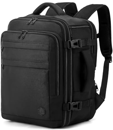 VANKEV easyJet British Airways Handgepäck Erweiterbar Rucksack 45x36x20 | 32L-40L, Große Kapazität, Sitzunter Reiserucksack für Reisen Arbeit, passt für 15,6 Zoll Laptops, Freizeitrucksack, Schwarz