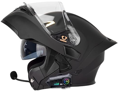 Casco Da Moto Modulare Con Bluetooth Integrato Certificato ECE, Ampio Angolo E Campo Visivo, Design Integrale Flip-up Con Doppi Altoparlanti Stereo E Microfono Integrati(L,L=(59~60cm))