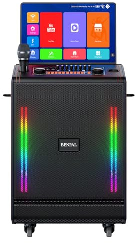 Smart Karaoke Machine with 17.3 Inch Touch Screen & Lyrics Display, Up to 1200W Powerful Speaker, Super Deep Bass Sound for Home Party, Outdoor - Perfect for Adults, Kids, Singers & Music Lovers