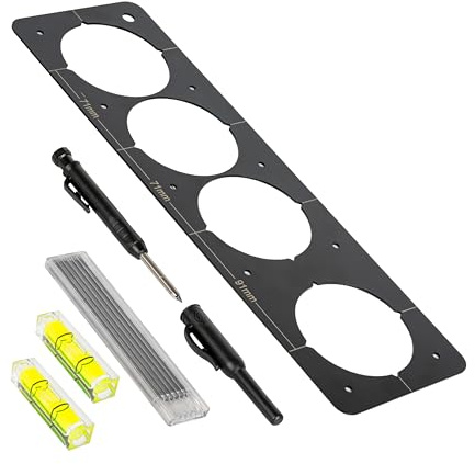 Steckdosen Bohrschablone mit Wasserwaage, 1 Set mit Stift, 1,5 mm Metallblech, Schablone für 71-91 mm Normabstände mit gemeinsamem und separatem Rahmen, für Hohlwand- und Unterputzdose, Schalterdose