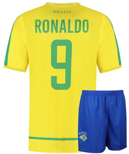 Brazilien Fußball Trikot Set Heim - WM 2002 - Kinder und Erwachsene - Jungen - Sportsachen - Geschenk - Sport t Shirt - Sportbekleidung - Größe XXL
