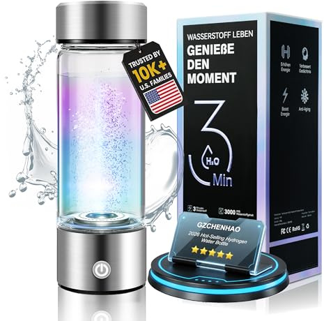 10.0 New Upgrade Hydrogen Water Bottle【NO.1 Certified Hydrogen Tech】【24-Hour Hydrogen Lock】Hydro Water Bottle 100% Leak ProofPEM/SPE Technology Produces Hydrogen Water