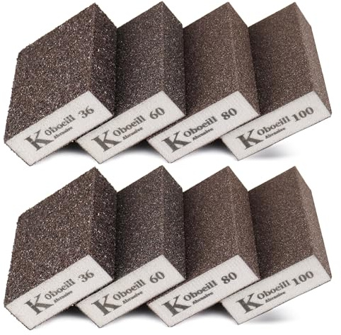 Mumjooyi Esponjas de Lijado Cuatro Caras Lija Pared Esponjas Abrasivas 36/60/80/100 4 Esponjas de Lijado Diferentes para Madera Metal Pared Espuma Paneles de Yeso
