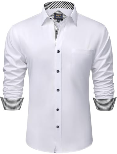 siliteelon Hemd Herren Langarm Regular Fit Business Hemd Anzugshemden Herren Modische Freizeithemd Bügelfrei Musterhemd