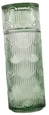 PRETYZOOM Botellas de Agua de Vidrio Relieve Jarra de Vidrio Transparente con Tapa Juego de Jarra para Mesita de Noche para Agua Jugo y Enjuague Bucal el Dormitorio