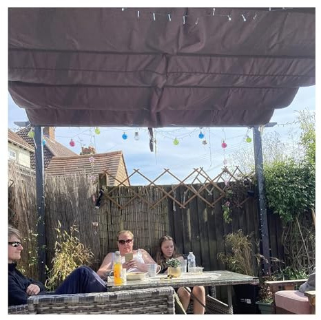 Pare-soleil de pergola rétractable et imperméable – Voile d'ombrage ondulé d'extérieur avec kit de fils coulissants – Auvent personnalisable pour remplacement de toit de tonnelle (1 pièce)